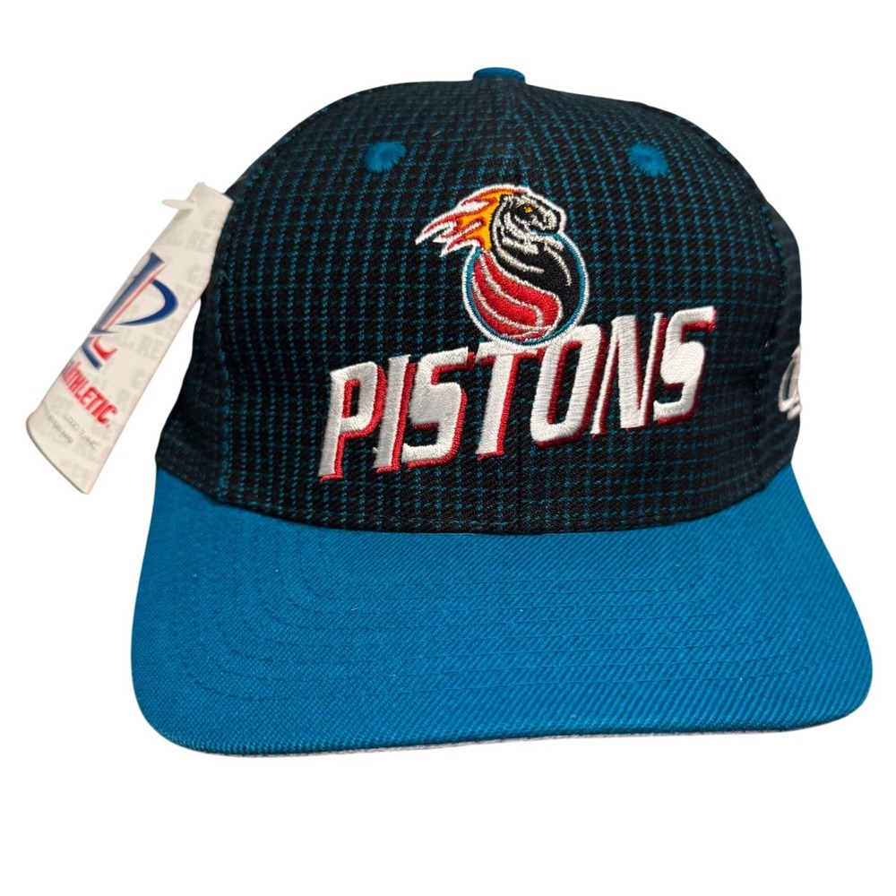 Vintage Logo Athletic Detroit Pistons Snapback Hat NBA Teal Horse Logo NWT 90s‎